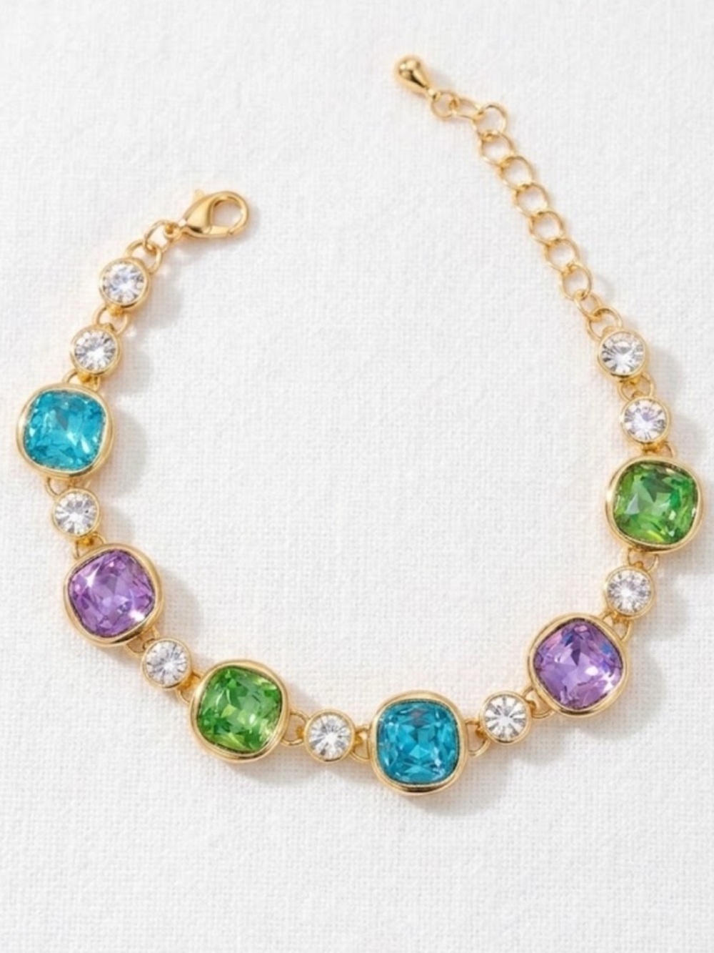 French Collection Austrian Crystal Bracelet 14K Gold Adjustable